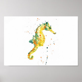Affiches Hippocampe, hippocampe, hippocampe jaune, salle de