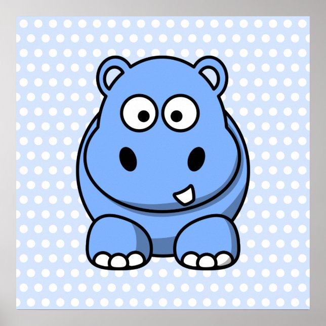 Affiches Hippopotame Bleu Mignon (Devant)