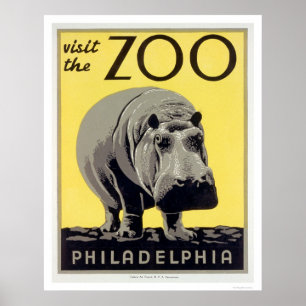Affiches Hippopotame de zoo de PA de Philadelphie WPA 1936