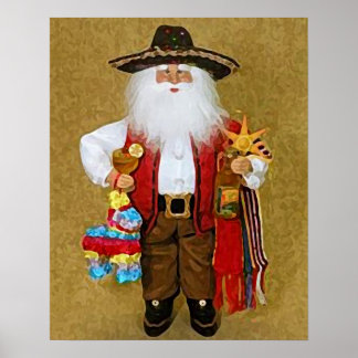 Affiches Hispanique Mexicaine Sud-Ouest Texan Santa Claus