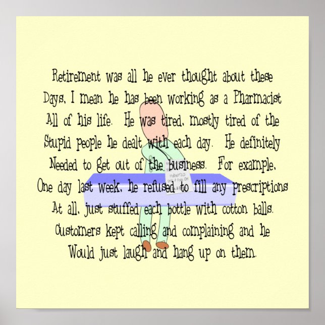 Affiches Histoire Art "Le pharmacien rêve de retraite" (Devant)