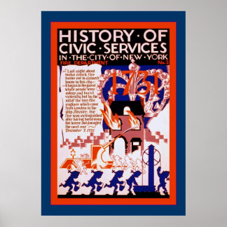 Affiches Histoire des services civiques ~ NY~ Fire ~2 ~ Vin