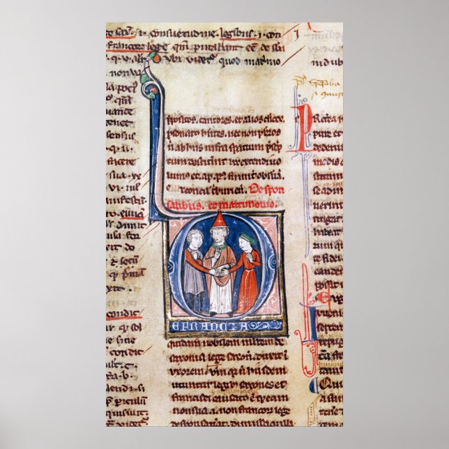 Affiches Historié initial 'D' représentant un mariage (Devant)