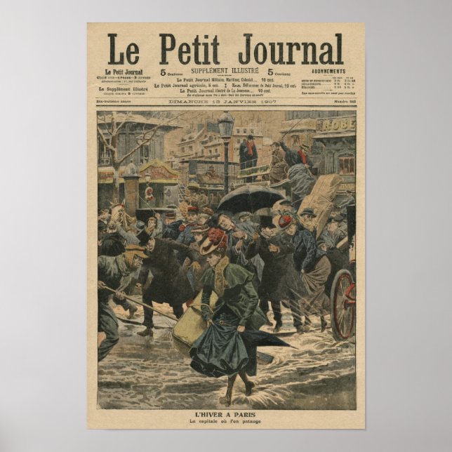 Affiches Hiver à Paris marche dans la boue (Devant)