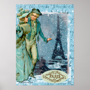 Affiches Hiver dans la copie vintage romantique de style de