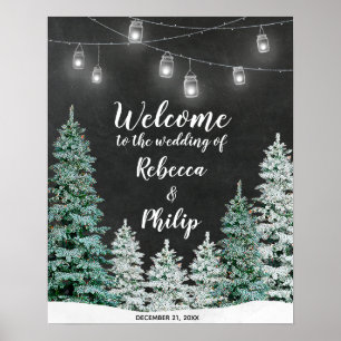Affiches hiver Noël arbres accueil signe mariage