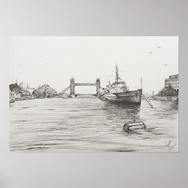 Affiches HMS Belfast sur la Tamise Londres.2006 (Devant)