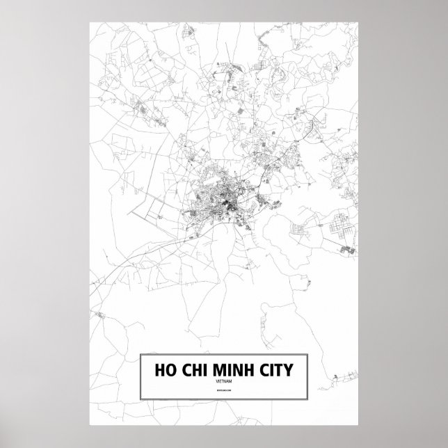 Affiches Ho Chi Minh Ville, Vietnam (noir sur blanc) (Devant)