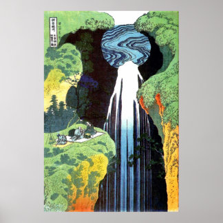 Affiches Hokusai : Cascade d'Amida sur la route Kiso