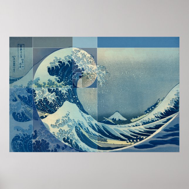 Affiches Hokusai Meets Fibonacci, Golden Ratio (Devant)