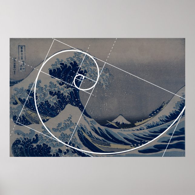 Affiches Hokusai rencontre Fibonacci, Golden Ratio (Devant)