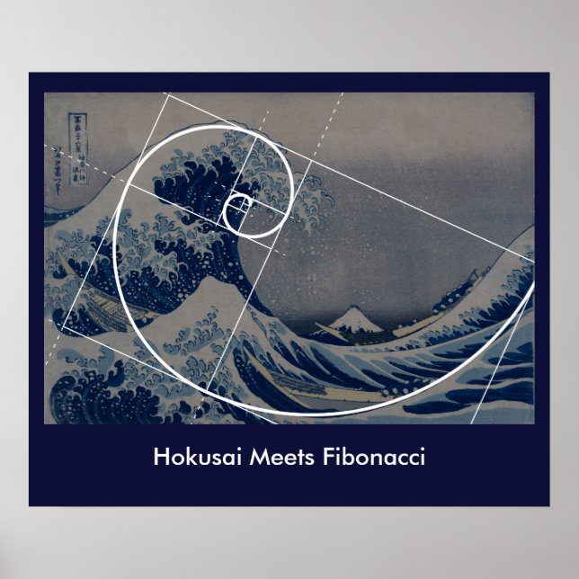 Affiches Hokusai rencontre Fibonacci, Golden Ratio (Devant)