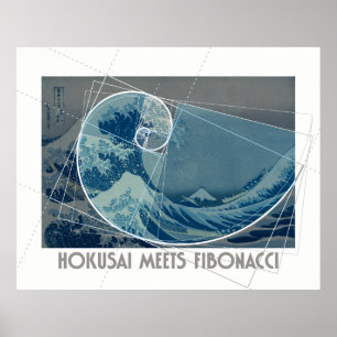 Affiches Hokusai rencontre Fibonacci, le rapport d'or #2