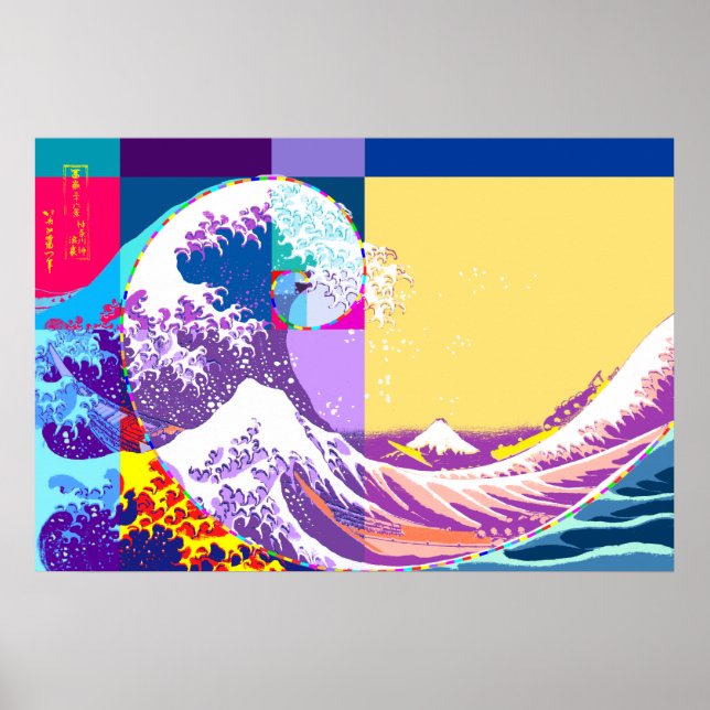 Affiches Hokusai rencontre Fibonacci, Pop Art Style (Devant)