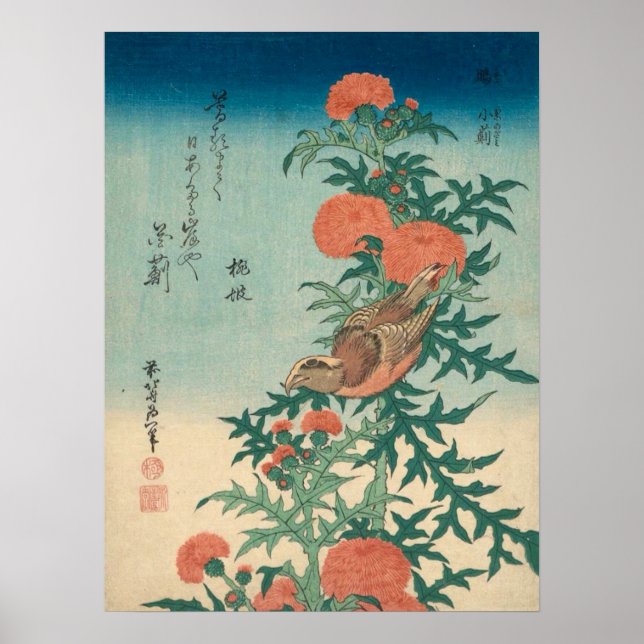 Affiches Hokusai Shrike et Blessé Thistle GalleryHD (Devant)