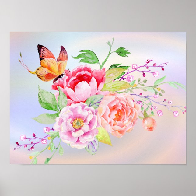 Affiches holiES - Bouquet de fleurs de printemps de couleur (Devant)