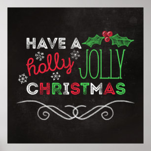 Affiches Holly Jolly Christmas Rustic Chalkboard