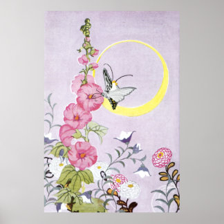 Affiches Hollyhock, Dahlia et fleurs de ballons