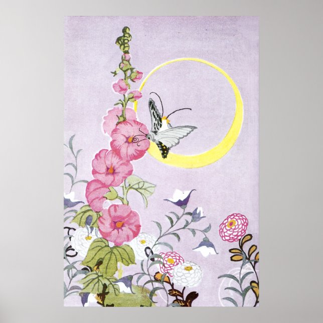 Affiches Hollyhock, Dahlia et fleurs de ballons (Devant)