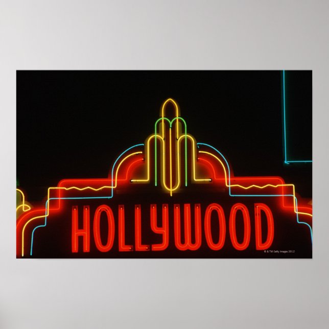 Affiches Hollywood neon sign, Los Angeles, Californie (Devant)
