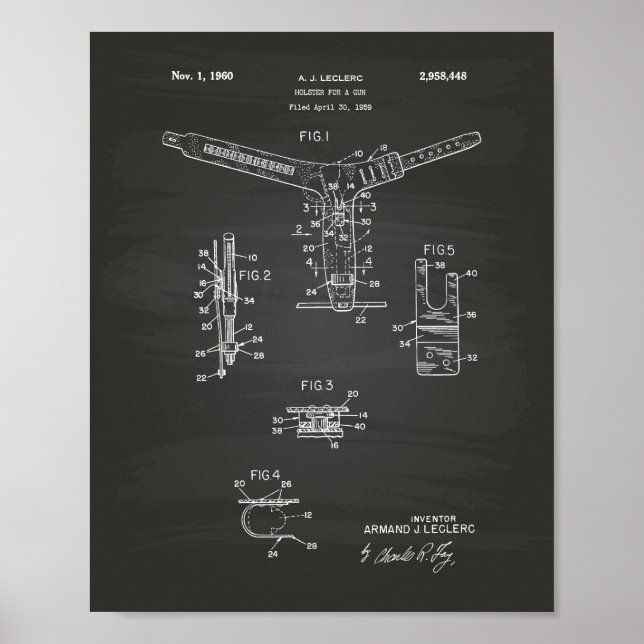 Affiches Holster For A Gun 1960 Patent Art - Blueprint (Devant)