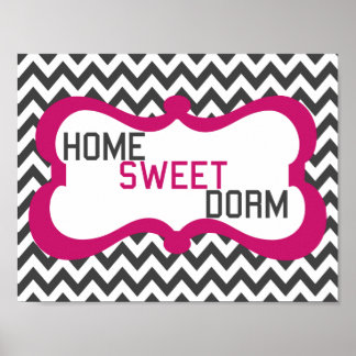 Affiches Home Sweet Dorm Gris & Pink Chevron Wall Art Impri