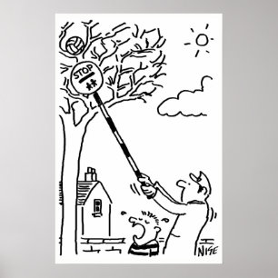 Affiches Homme à la sucette sauve un ballon d'un arbre