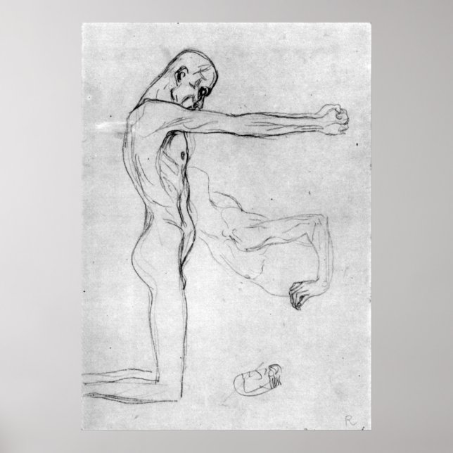 Affiches Homme aux bras tendus par Gustav Klimt (Devant)