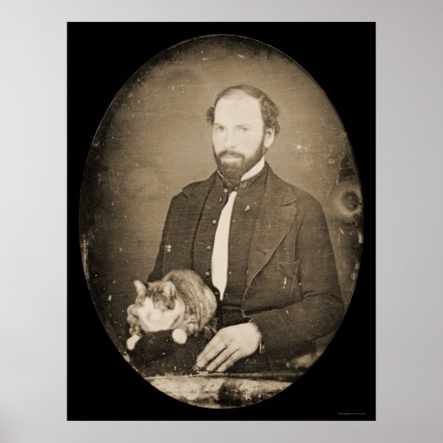 Affiches Homme avec chat Daguerreotype 1854 (Devant)