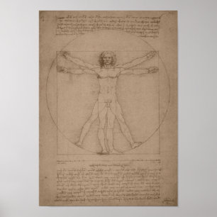 Affiches Homme de Vitruvian -- Leonardo da Vinci