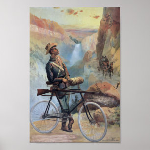 Affiches Homme sur la bicyclette, cru de parc national de