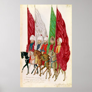 Affiches Hommes avec des normes suivant le Seigneur à