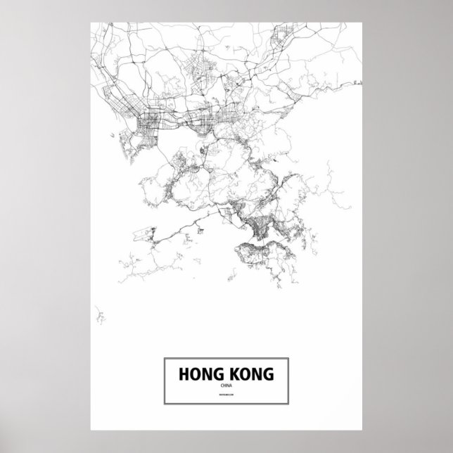 Affiches Hong Kong, Chine (noir sur blanc) (Devant)