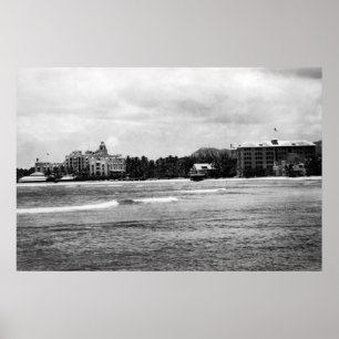 Affiches Honolulu, HA - Vue de Moana & Royal Hawaiian