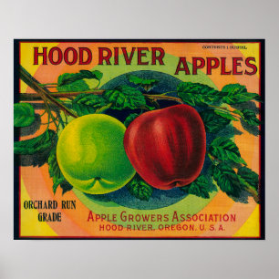 Affiches Hood River Apple Crate Label Hood River, OU