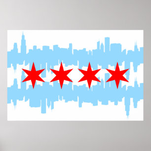 Affiches Horizon de drapeau de Chicago