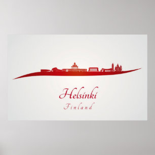Affiches Horizon Helsinki en rouge