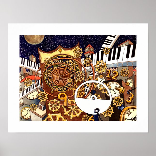 Affiches Horloge dorée - Horloges - 18 x 14 (Devant)