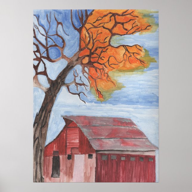Affiches Hors de la grange Couleur de l'eau Pastel (Devant)