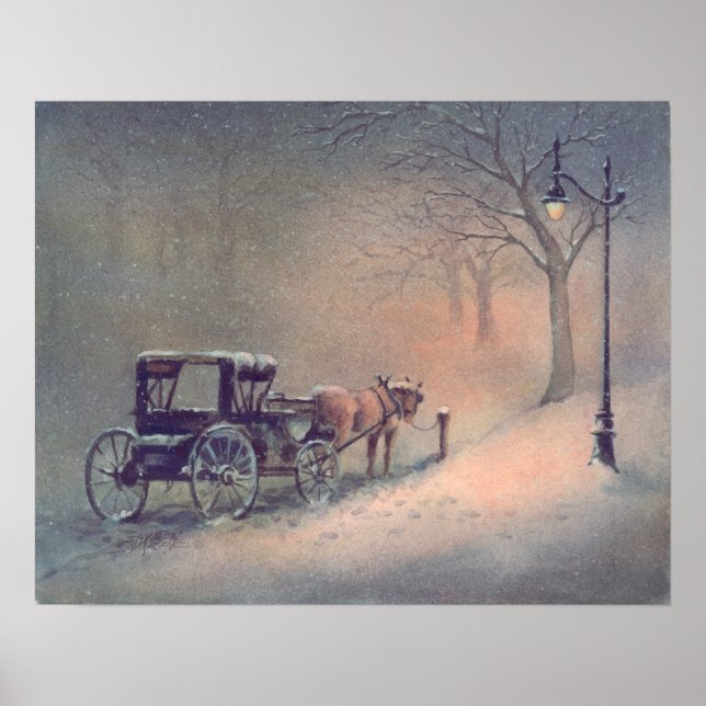 Affiches HORSE D'HIVER & BUGGY par SHARON SHARPE (Devant)