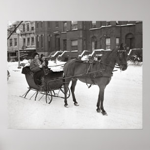 Affiches Horse et Sleigh, 1935. Photo vintage