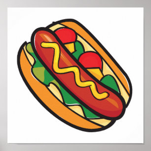 Affiches hot dog à bun
