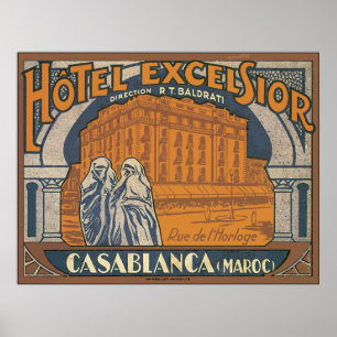 Affiches Hotel Excelsior Casablanca (Maroc), Vintage