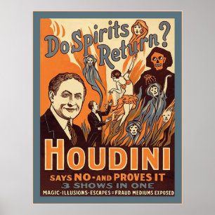 Affiches Houdini ~ Les Esprits Retournent-ils ? ~ Magicien