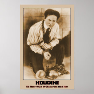 Affiches HOUDINI - No Stone Walls or Chains Can Hold Him