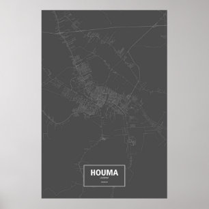 Affiches Houma, Louisiane (blanc sur noir)
