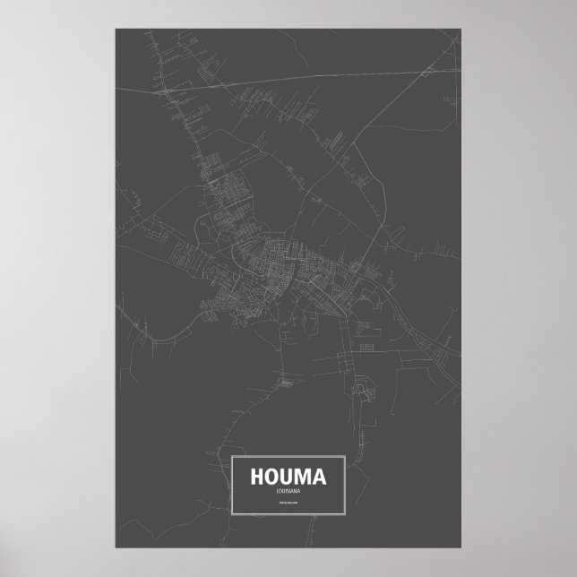 Affiches Houma, Louisiane (blanc sur noir) (Devant)