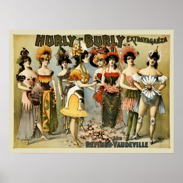 Affiches Hourly Burly Extravaganza et vaudeville vintage (Devant)