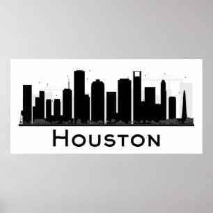 Affiches Houston, le Texas horizon noir et blanc de   de