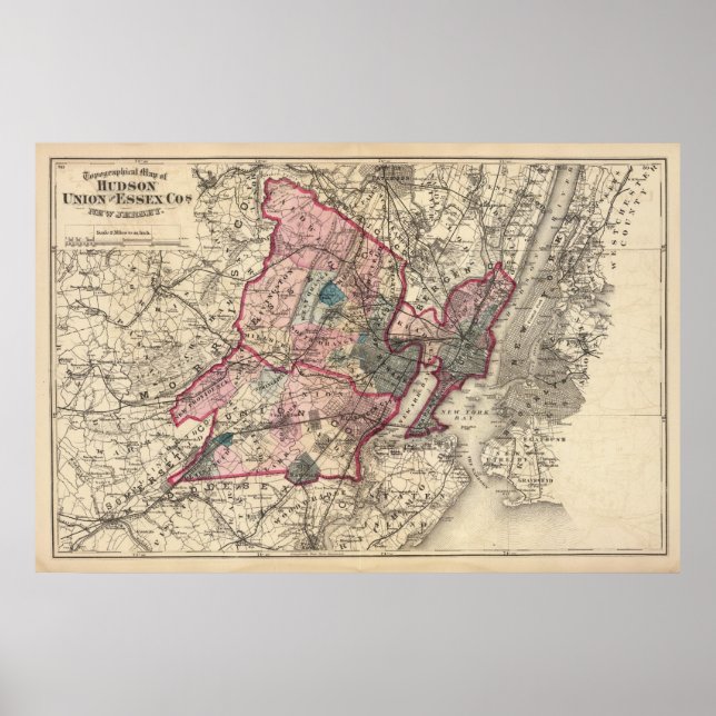 Affiches Hudson, Union, Essex Cos, NJ (Devant)